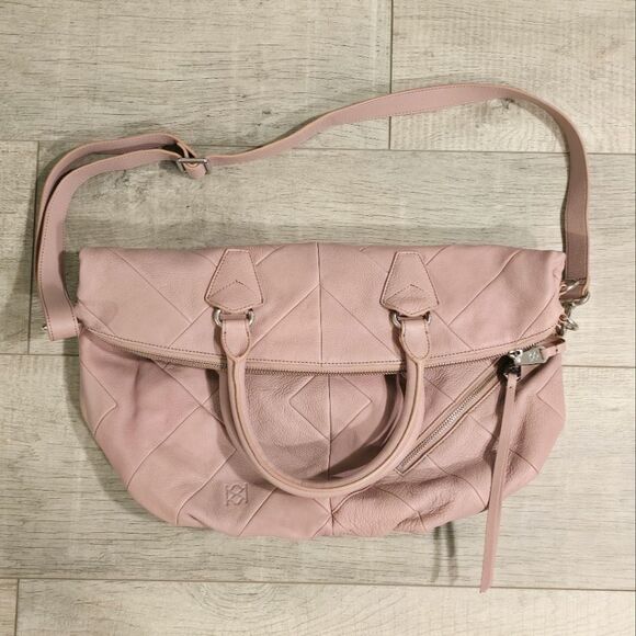 Christopher Kon Patchwork Leather Shoulder Bag Tote in Blush Pink - Picture 2 of 8